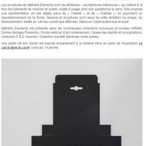 Galerie MAUBERT (Marais)  exposition Nathalie Elemento -jusqu’au 14 Janvier 2017