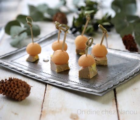 foie gras, coings pochés, aperitif