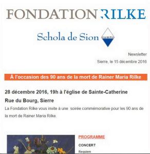 Fondation Rainer-Maria RILKE  – Schola de Sion – Requiem Paula Modersohn-Beker 28/12/2016