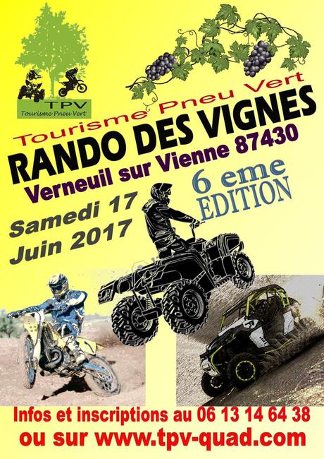 6 ème édition de la Rando des Vignes du Tourisme Pneu Vert (87), le samedi 17 juin 2017 à Verneuil sur Vienne