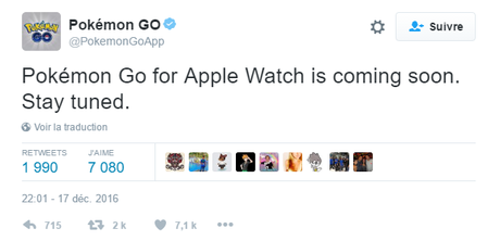 Pokemon Go sur Apple Watch