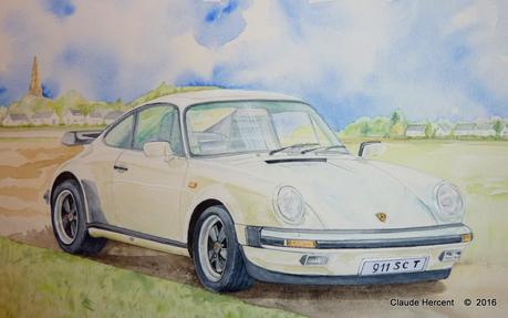 UNE DERNIERE AQUARELLE AVANT NOEL : PORSCHE 911 SC