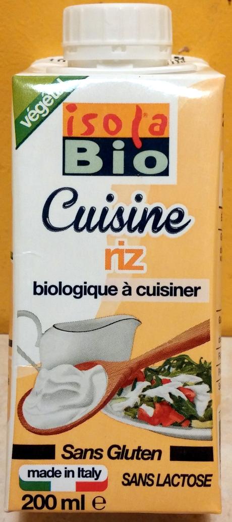 Informations Nutritionnelles  Riz cuisine crème liquide  Isola bio