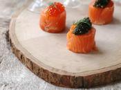Petits rouleaux saumon fumé pommes terre caviar