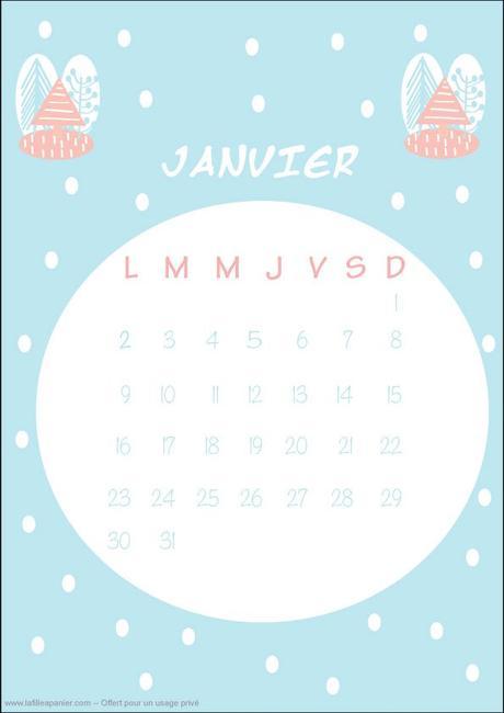 Le calendrier de Janvier 2017 + free printable +