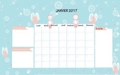 Le calendrier de Janvier 2017 + free printable +