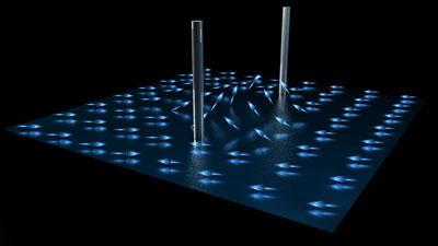Artist’s impression of half-quantum vortices in superfluid helium-3