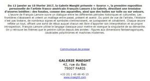 Galerie MAEGHT exposition François  LAMORE   » Source  »  13 Janvier au 18 Février 2017