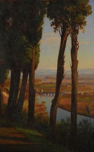 T.H. Hotchkiss 1868 CYPRESSES ON MONTE MARIO NEAR ROME coll part