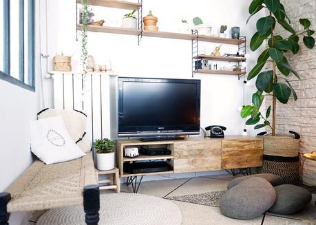 Mon coin télé : nouvelle déco, plantes et mix de styles