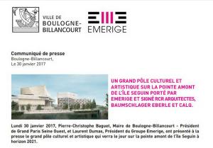 à Boulogne-Billancourt -Un grand pôle culturel et artistique sur l’île Seguin