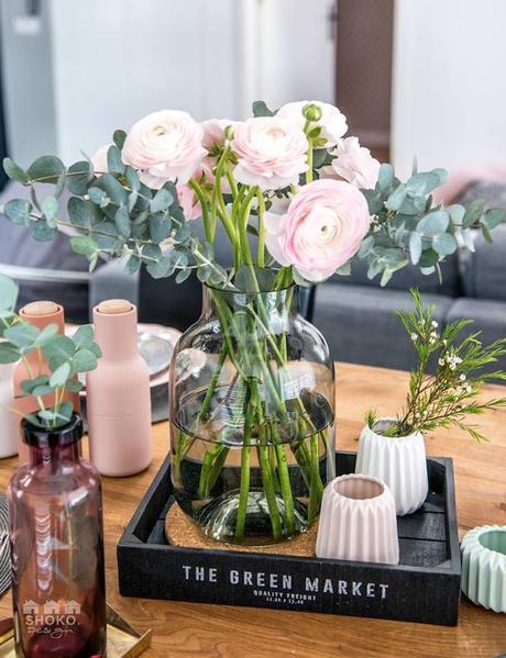 bouquet de bouton rose flocon vintage scandinave