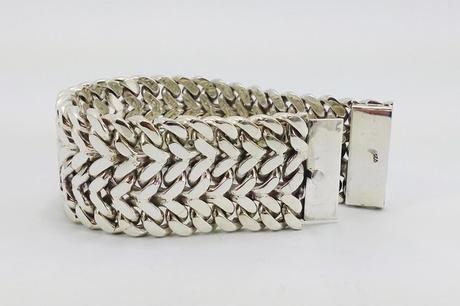 bracelet maille gourmette en argent massif