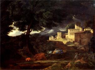 Poussin 1651 Landscape_-_A_Storm Musee des beaux arts Rouen
