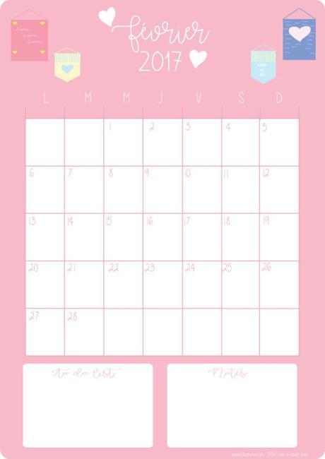 Calendrier de Février + free printable +