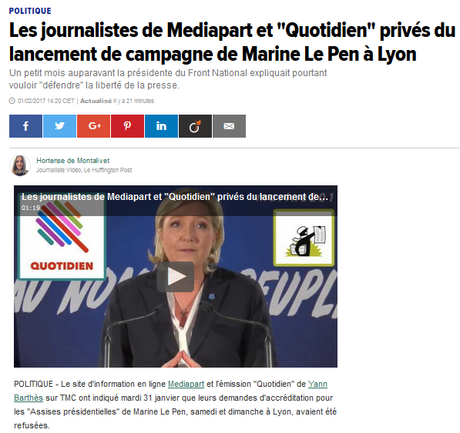 #mediapart #Quotidien :  le #FN ne supporte pas la liberté de la presse