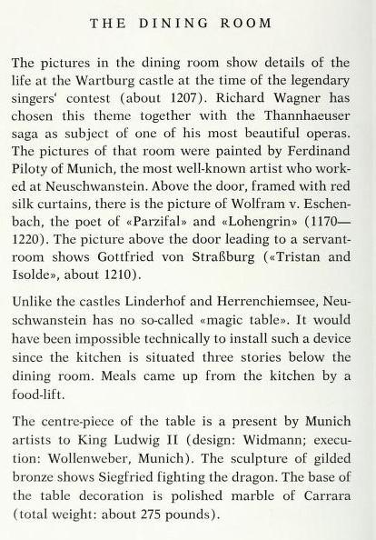 Neuschwanstein's wagnerian dining room / La salle à manger wagnérienne de Neuschwanstein