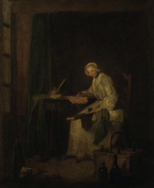 J.B.S.Chardin, Das Haushaltungsbuch - Chardin / The Ledger / Painting / c.1746 -