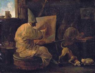 Hubert Robert 1760 Les Polichinelles peintres Musee de Picardie Amiens