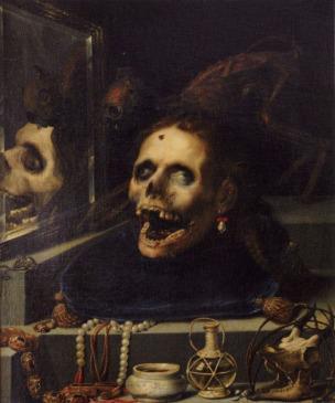 Jacopo Ligozzi, Vanitas verso of female portrait, 1604, panel, private collection