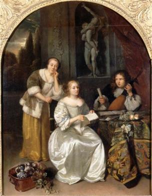 Netscher la_lecon_de_chant 1664 Louvre