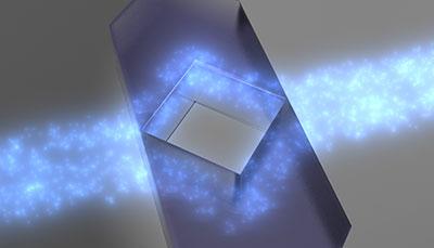 A simulated model of the invisibility material in operation