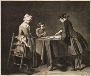 Chardin 1743 (salon) Le Jeu de l oye, gravure par Surugue fils (inversee GD)