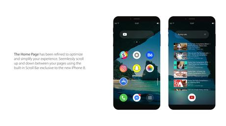 iPhone 8 : un concept sans bord et avec Scroll Bar sous iOS 11