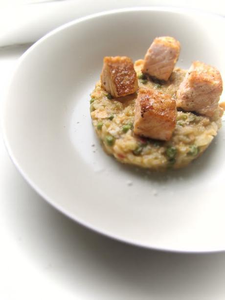 Risotto aux petits pois, saumon et pesto. [#RiceBattle]