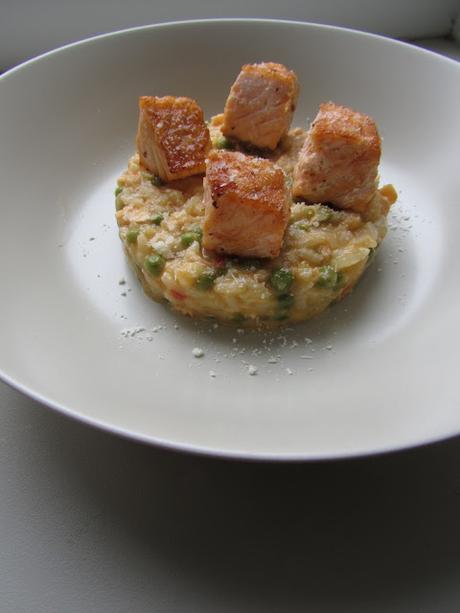 Risotto aux petits pois, saumon et pesto. [#RiceBattle]