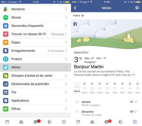 Facebook ajoute les prévisions météo sur mobile et desktop