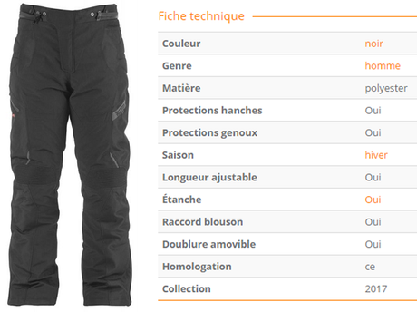 Pantalon textile Furygan COLD MASTER PANT noir à 242€