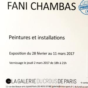 Galerie du CROUS PARIS  exposition FANI CHAMBAS  28 Février au 11 Mars 2017