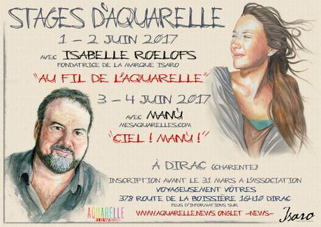 Stages d’aquarelles à Dirac en Charente avec Isabelle Roelofs et Manù