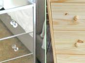 Elle vaporise table nuit avec peinture argentée. résultat final magnifique «miroir nuit» pour chambre