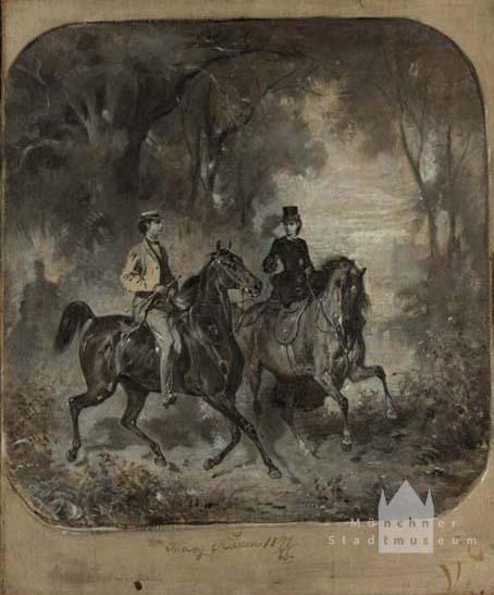 Une promenade équestre de Louis II de Bavière et de Sophie-Charlotte en Bavière