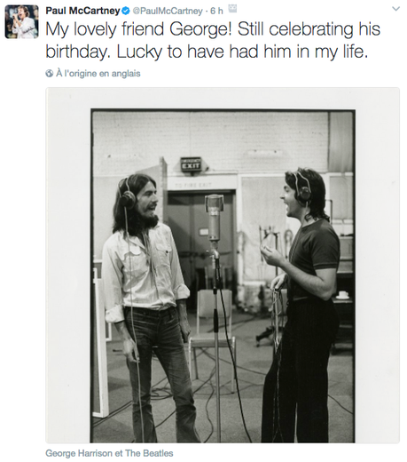 Paul McCartney salue la mémoire de son ami George Harrison