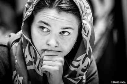 L'Ukrainienne Anna Muzychuk égalise dans la troisème partie de la finale - Photo © David Llada