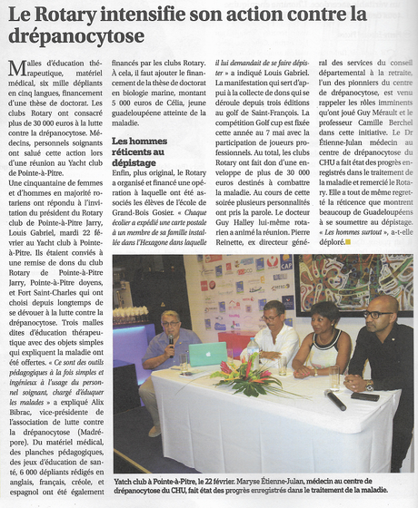 Le Rotary intensifie son action contre la Drépanocytose