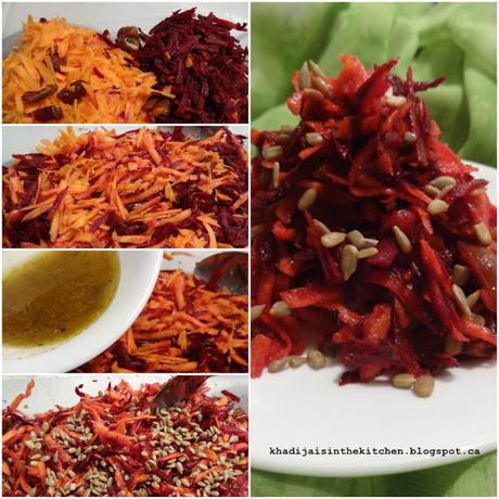 SALADE MAROCAINE DE BETTERAVE, CAROTTE ET DATES / MOROCCAN BEETROOT, CARROT AND DATES SALAD / ENSALADA MARROQUI DE REMOLACHA, ZANAHORIA Y DATILES  / سلطة الشمندر والجزر والتمر المغربية