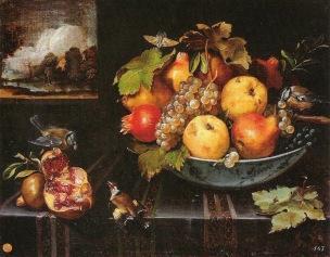 Van der Hamen 1623 Nature morte avec fruits et oiseaux Escorial Madrid