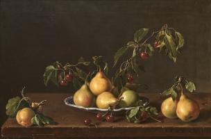 Melendez 1773 Bodegon con plato de peras y guindas Prado