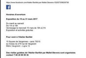 Atelier Barillet de Mallet-Stevens -Square de Vergennes « Traversées » 15/31 Mars 2017