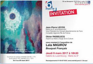 Mairie PARIS 6  Exposition  LELA MIGIROV  « Bouquet Français » 8/25 Mars 2017
