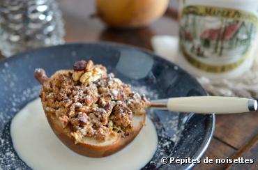 Recette bio : Poire façon crumble québécois au yaourt de brebis bio Lait Plaisirs 