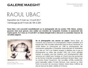 Galerie MAEGHT   exposition RAOUL UBAC  10 Mars au 15 Avril 2017