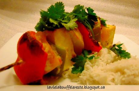 Brochettes de tofu et légumes à l'indienne