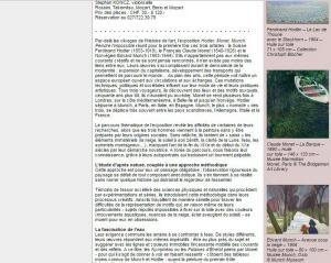 Fondation Pierre GIANADDA  exposition HODLER MONET MUNCH  3 Février au 11 Juin 2017