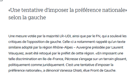 Pécresse #LR impose une mesure xénophobe en Ile-de-France