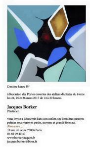 Visites d’ateliers PARIS 6me   Atelier Jacques BORKER 24/25/26 Mars 2017